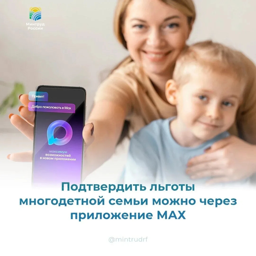 Подтвердить льготы многодетной семьи можно через приложение MAX